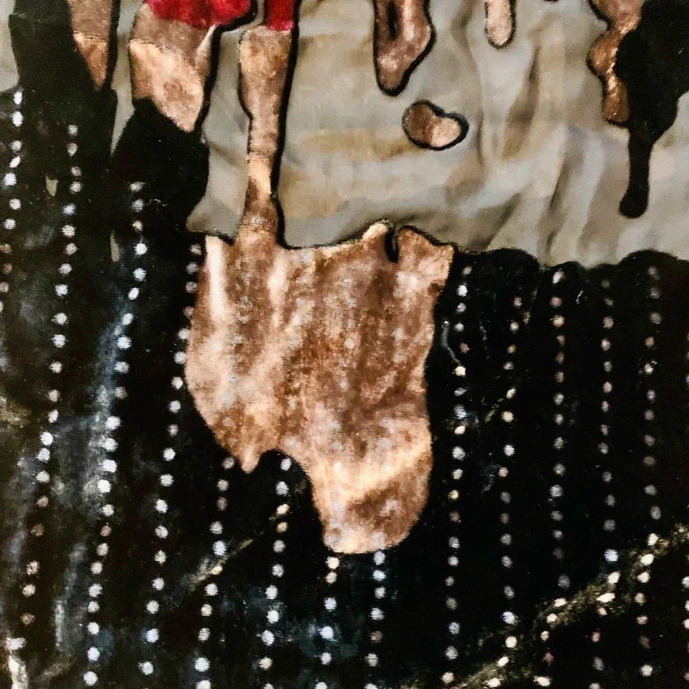 J & X silk velvet scarf accessory black maroon colored